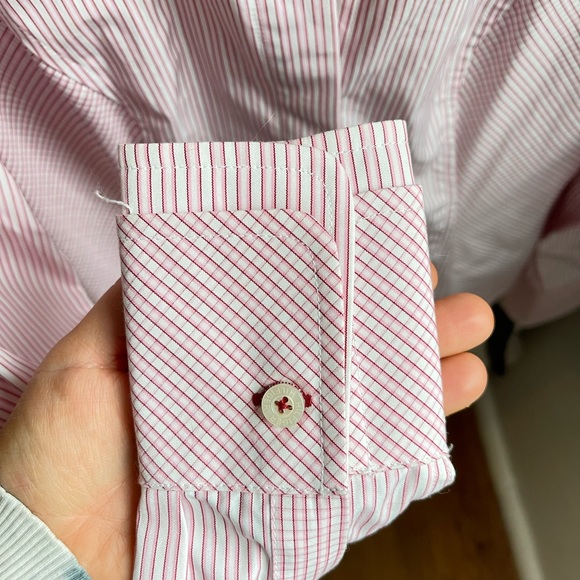 NWT Hilfiger 100% Cotton Light Pink Stripe Button Down Shirt - Picture 8 of 9